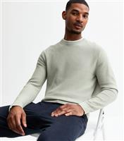 Men's Light Green Long Sleeve Waffle Knit Jumper Only and Sons New Look