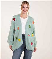 Women's Green Fruit Embroidered Cardigan Blue Vanilla New Look