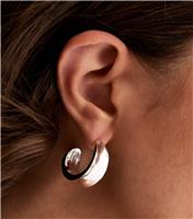 Silver Tone Chunky Curve Hoop Earrings New Look