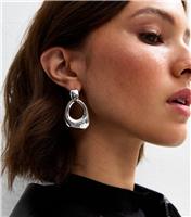 Silver Tone Sculptural Doorknocker Earrings New Look