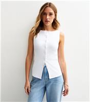 Women's White Button Up Vest New Look