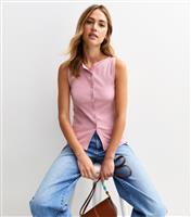 Women's Pink Button Up Vest New Look