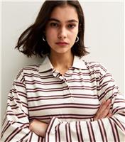 Women's White Rugby Striped Long Sleeve Top New Look