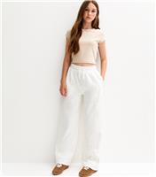 Girls' Off White Seam Detail Wide Leg Joggers New Look