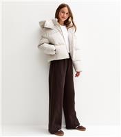 Girls' Dark Brown Seam Detail Wide Leg Joggers New Look