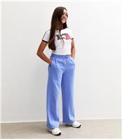 Girls' Blue Seam Detail Wide Leg Joggers New Look