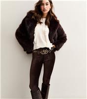 Women's Dark Brown Soft Corduroy Leggings New Look