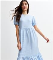 Women's Blue Gingham Bow Back Midi Dress New Look