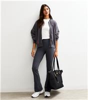 Women's Grey High Waist Jersey Kick Flare Leggings New Look