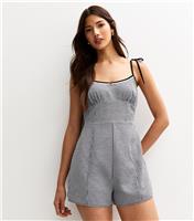 Women's Black Rose Detail Gingham Print Strappy Playsuit New Look
