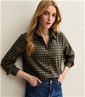 Women's Green Checked Long Sleeve Shirt New Look