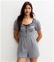 Women's Black Gingham Tie Back Playsuit New Look