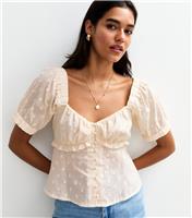 Women's Cream Polka Dot Milkmaid Top New Look