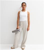 Girls' Grey Waffle Texture Joggers New Look
