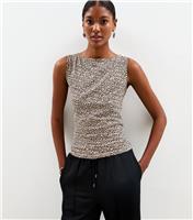 Women's Brown Slash Neck Leopard Print Vest New Look