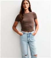 Women's Dark Brown Baby Tee Cropped T-Shirt New Look