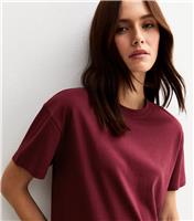 Women's Dark Burgundy Boxy T-Shirt New Look