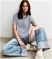 Women's Brown Stripe Print Boxy Fit T-Shirt New Look