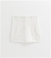 Girls' White Crochet Knit Skirt New Look