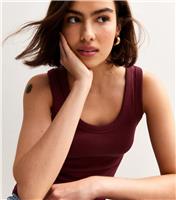 Women's Burgundy Scoop Neck Vest New Look