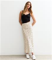 Women's Cream Spot Print Bias Cut Midi Skirt New Look