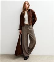 Women's Brown Checked Wide Leg Trousers New Look