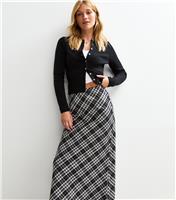 Women's Black Checked Midi Skirt New Look