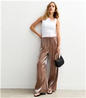 Women's Mink Shimmer Satin Wide Leg Trousers New Look