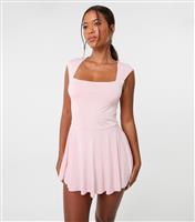 Women's Pink Open Back Playsuit Pink Vanilla New Look