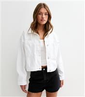 Women's Curve White Patch Pocket Cropped Jacket Urban Bliss New Look