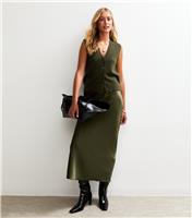 Women's Tall Khaki Bias Cut Satin Midi Skirt New Look