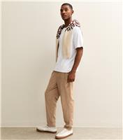 Men's Tan Relaxed Pull On Drawstring Waist Corduroy Trousers New Look
