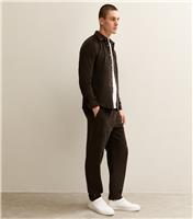 Men's Brown Relaxed Pull On Drawstring Waist Corduroy Trousers New Look