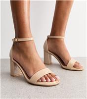 Women's Wide Fit Off White Snake Effect Block Heel Sandals Vegan New Look
