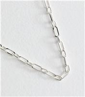Silver Tone Rectangular Link Chain Necklace New Look