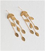 Gold Tone Hammered Tassel Drop Earrings New Look
