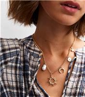 Gold Tone Mystical Charm Necklace New Look