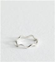 Silver Tone Squiggle Shape Ring New Look