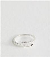 Silver Tone Cut Out Heart Charm Ring New Look