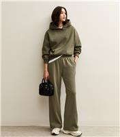 Women's Khaki Elasticated Waist Wide Leg Joggers New Look