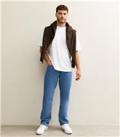 Men's Mid Blue Straight Leg Jeans Only and Sons New Look