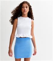 Girls' Blue Textured Tube Skirt New Look