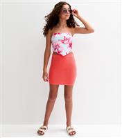 Girls' Coral Textured Tube Skirt New Look