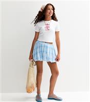 Girls' Blue Check Pattern Puff Ball Skirt New Look