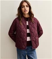 Women's Burgundy Quilted Padded Jacket New Look