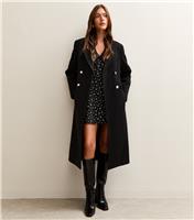 Women's Black Double Breasted Coat New Look
