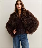Women's Brown Faux Fur Coat New Look