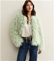 Women's Light Green Faux Fur Coat New Look