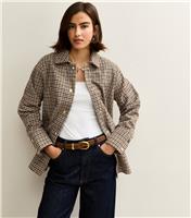 Women's Brown Checked Shacket New Look