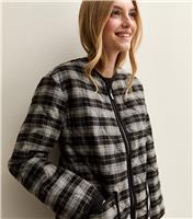 Women's Black Checked Quilted Padded Jacket New Look